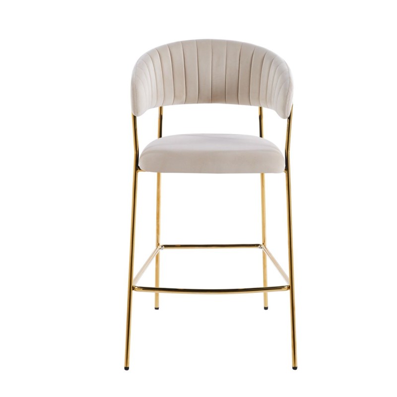 Taburete de terciopelo beige (estructura dorada) Taburete de terciopelo beige (estructura dorada)