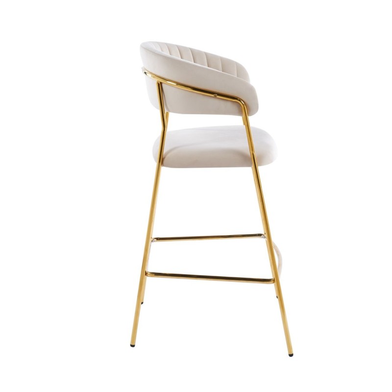 Taburete de terciopelo beige (estructura dorada) Taburete de terciopelo beige (estructura dorada)