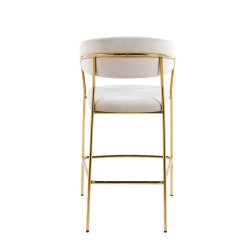 Taburete de terciopelo beige (estructura dorada) Taburete de terciopelo beige (estructura dorada)