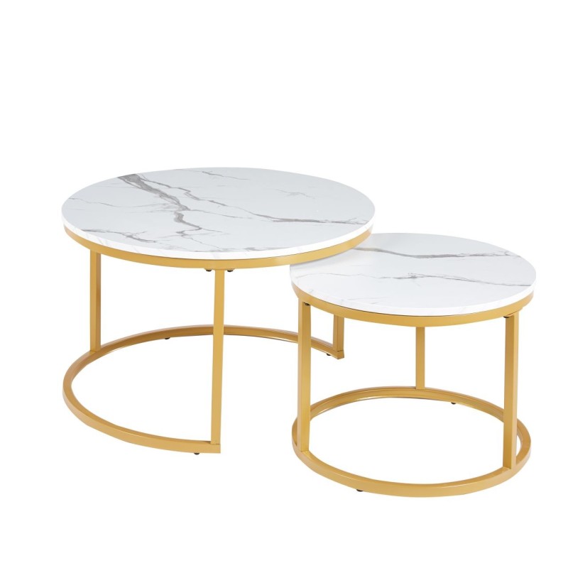 Table (white marble/matte gold) 70 + 50