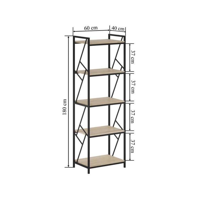 R2-FX Shelf (5P) (Sonoma Oak/Black Frame) R2-FX Shelf (5P) (Sonoma Oak/Black Frame)