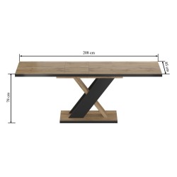 Extendable table (oak wotan/black) 85x138(208) Extendable table (oak wotan/black) 85x138(208)