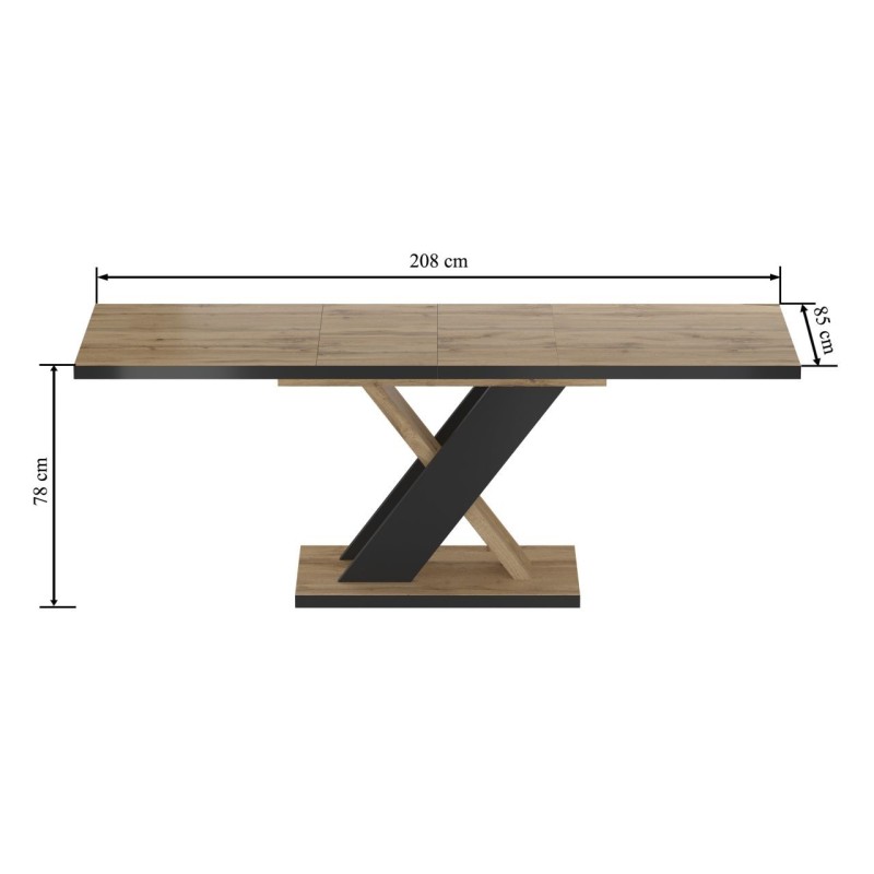 Extendable table (oak wotan/black) 85x138(208) Extendable table (oak wotan/black) 85x138(208)