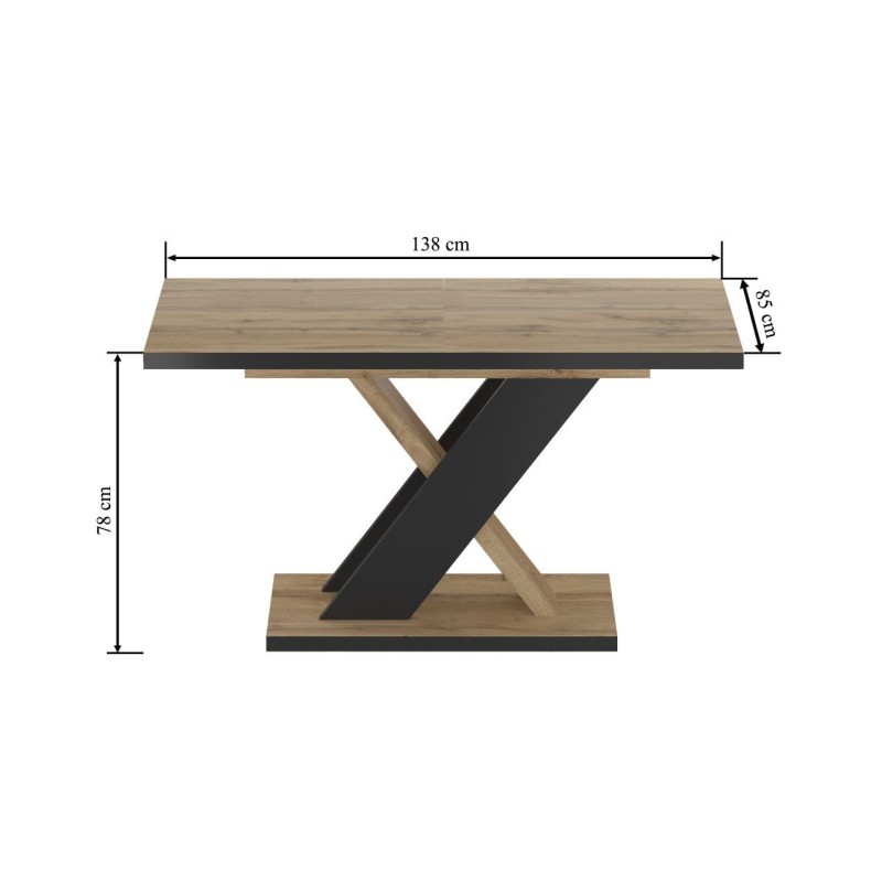 Extendable table (oak wotan/black) 85x138(208) Extendable table (oak wotan/black) 85x138(208)