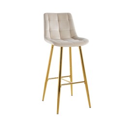 Beige velvet bar stool (gold frame)