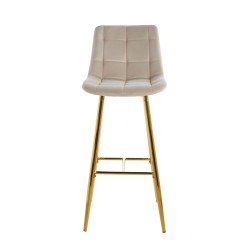 Beige velvet bar stool (gold frame) Beige velvet bar stool (gold frame)