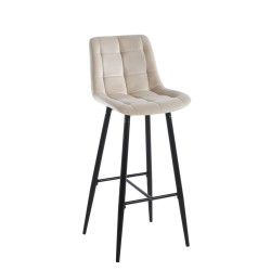 Beige velvet bar stool (black frame)