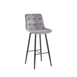 Gray velvet barstool (black frame)