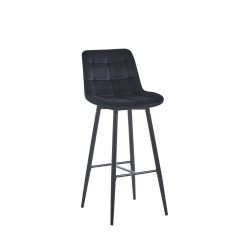 Black velvet bar stool (black frame)