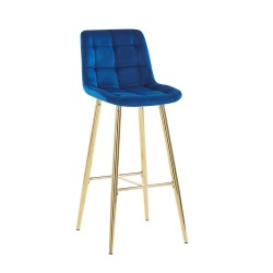 Blue velvet bar stool (gold frame)