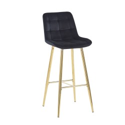 Black velvet bar stool (golden frame)