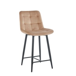 Velvet cappuccino bar stool (black frame)
