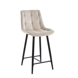 Beige velvet bar stool (black frame)