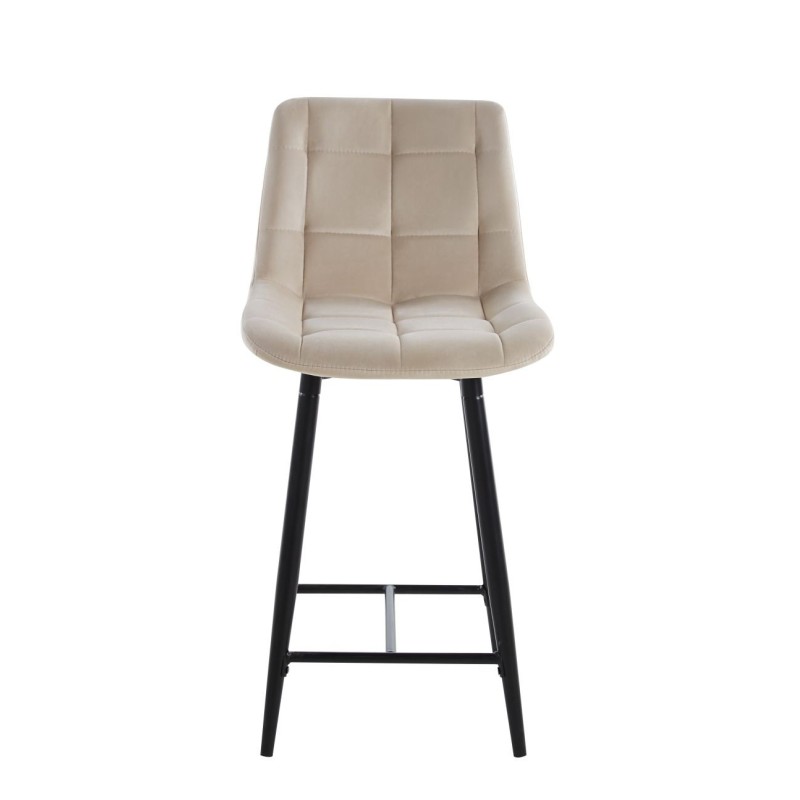 Beige velvet bar stool (black frame) Beige velvet bar stool (black frame)