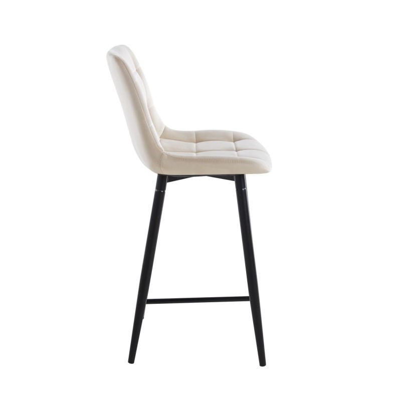 Beige velvet bar stool (black frame) Beige velvet bar stool (black frame)