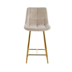 Beige velvet bar stool (gold frame) Beige velvet bar stool (gold frame)