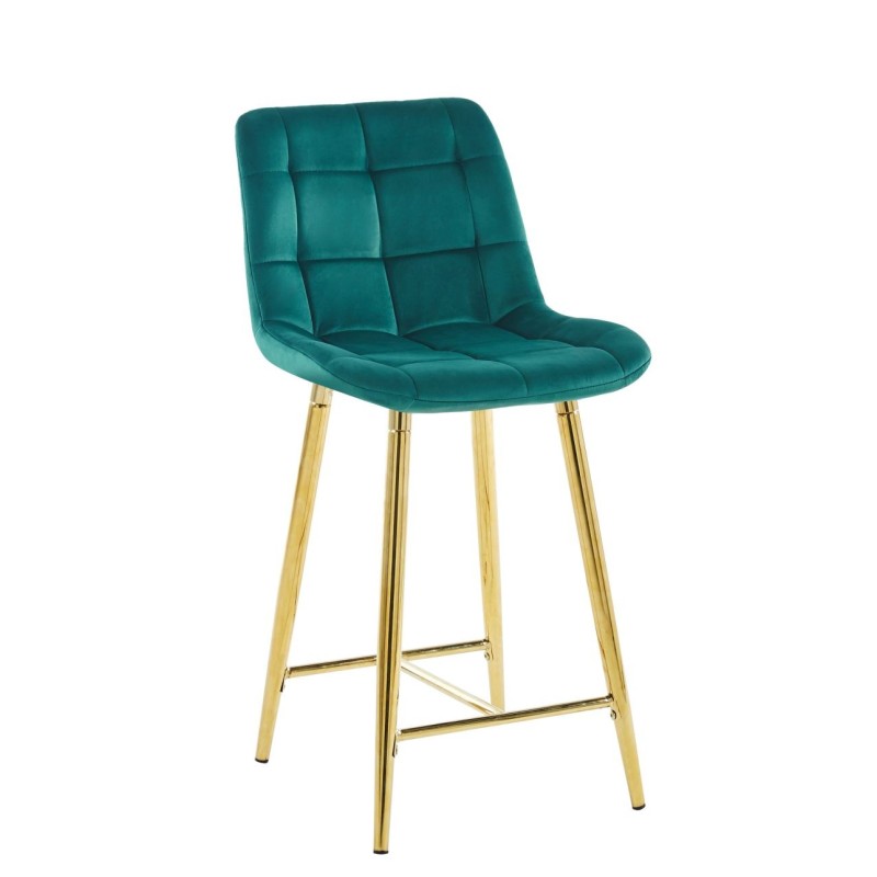 Taburete alto de terciopelo verde (estructura dorada) Taburete alto de terciopelo verde (estructura dorada)
