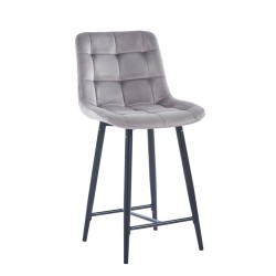 Gray velvet barstool (black frame)