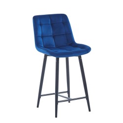 Blue velvet bar stool (black frame)