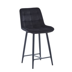 Black velvet bar stool (black frame)