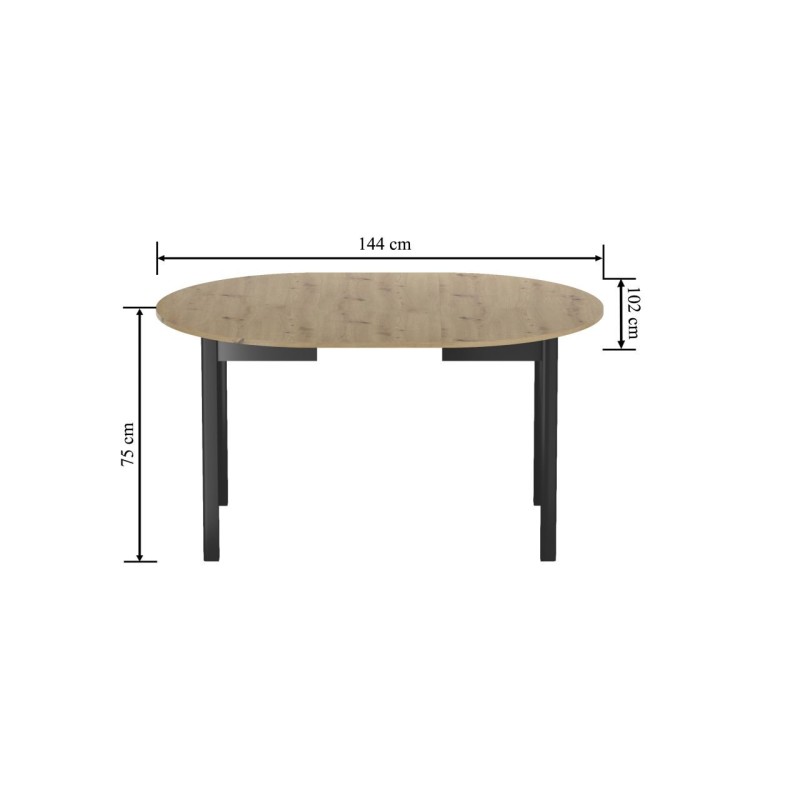 Extendable table (artisan oak/black) 100(140)x100 Extendable table (artisan oak/black) 100(140)x100