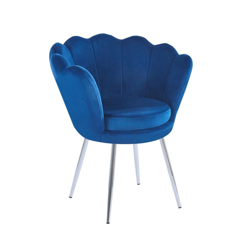 Sillón de terciopelo (azul) / patas plateadas / Sillón de terciopelo (azul) / patas plateadas /