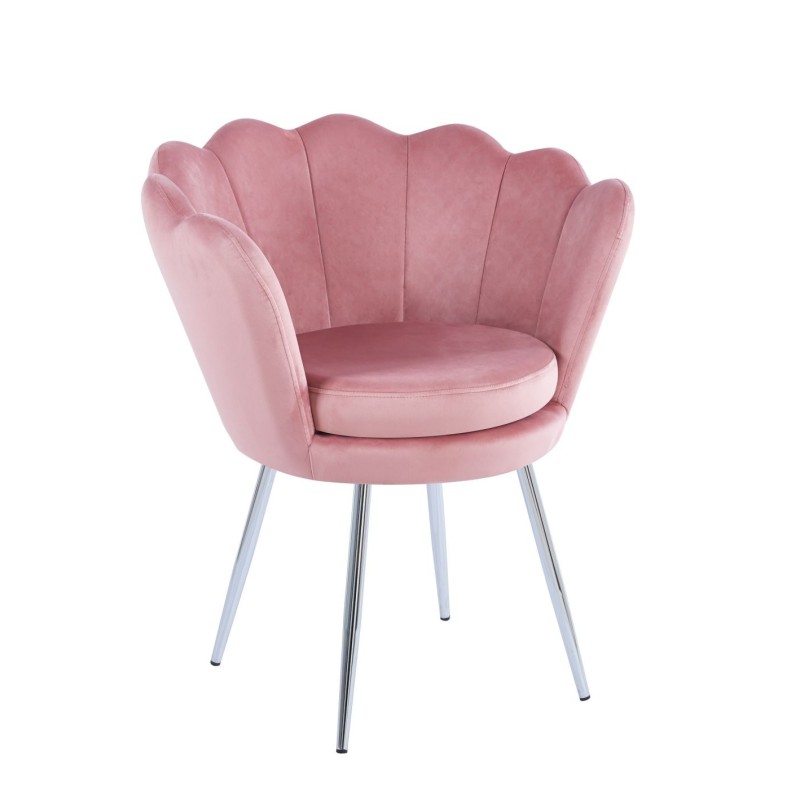 Sillón de terciopelo (rosa) /patas plateadas/ Sillón de terciopelo (rosa) /patas plateadas/