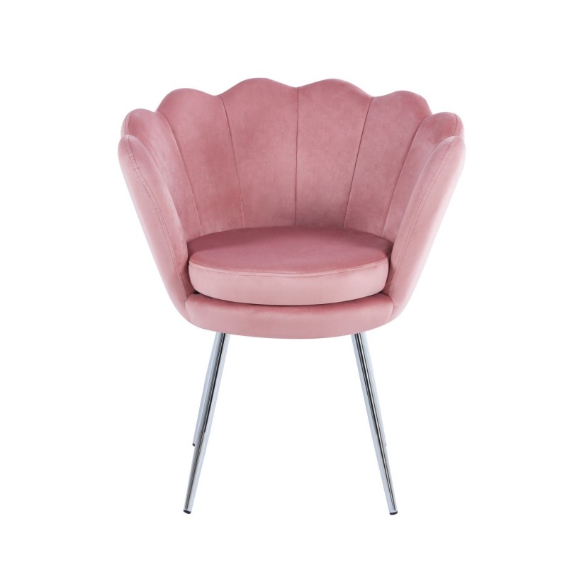 Sillón de terciopelo (rosa) /patas plateadas/ Sillón de terciopelo (rosa) /patas plateadas/
