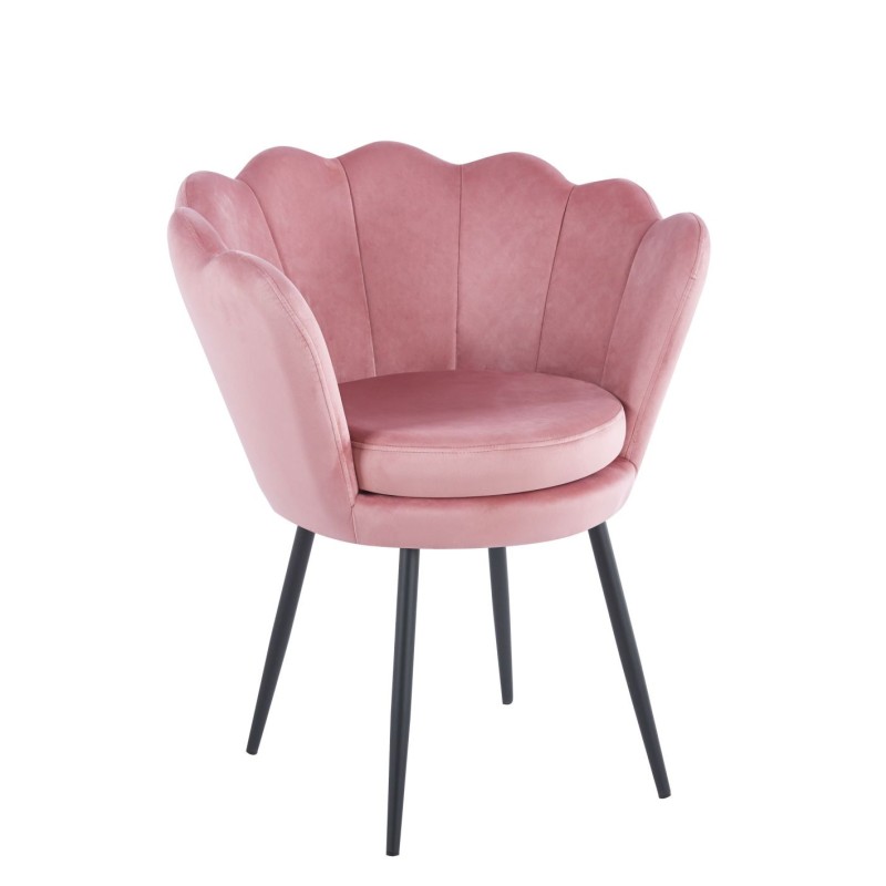 Sillón de terciopelo (rosa) / patas negras / Sillón de terciopelo (rosa) / patas negras /