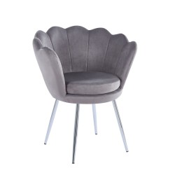 Sillón de terciopelo (gris) / patas plateadas / Sillón de terciopelo (gris) / patas plateadas /
