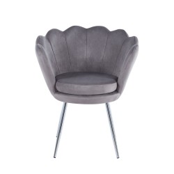 Sillón de terciopelo (gris) / patas plateadas / Sillón de terciopelo (gris) / patas plateadas /
