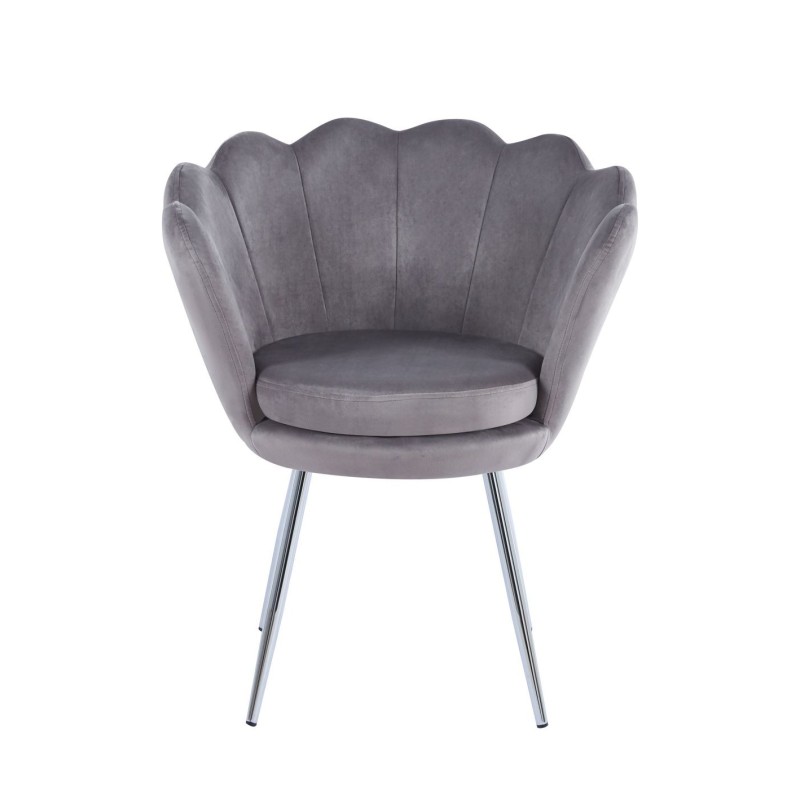 Sillón de terciopelo (gris) / patas plateadas / Sillón de terciopelo (gris) / patas plateadas /