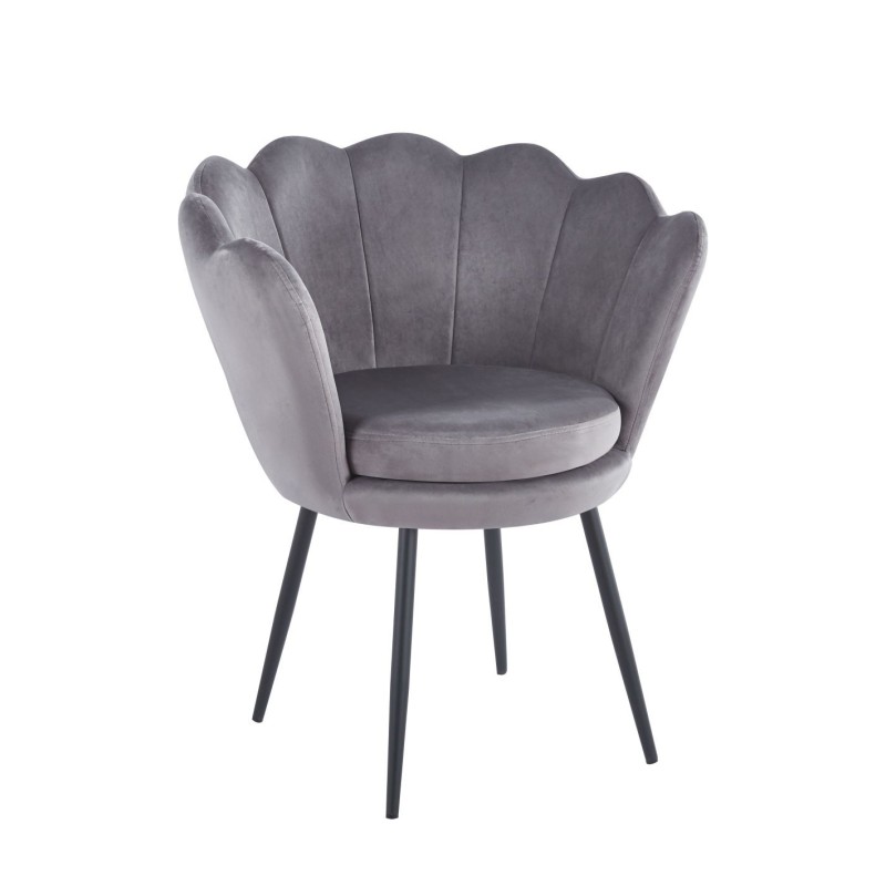 Sillón de terciopelo (gris) / patas negras / Sillón de terciopelo (gris) / patas negras /