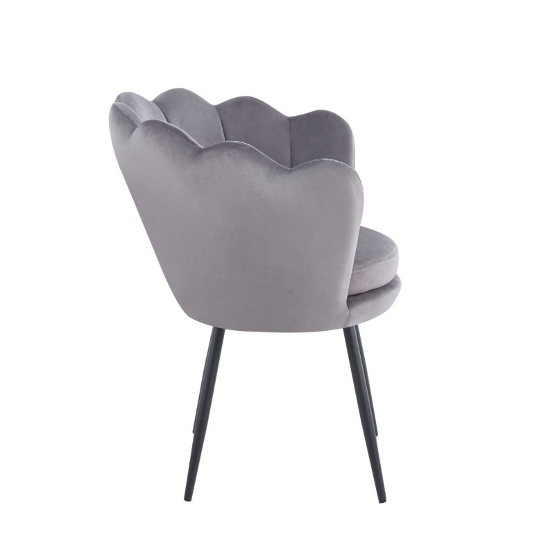 Sillón de terciopelo (gris) / patas negras / Sillón de terciopelo (gris) / patas negras /