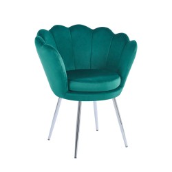 Sillón de terciopelo (verde) / patas plateadas /