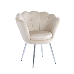Sillón de terciopelo (beige) / patas plateadas /