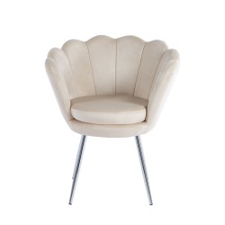 Sillón de terciopelo (beige) / patas plateadas / Sillón de terciopelo (beige) / patas plateadas /