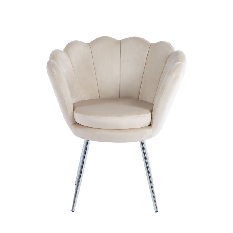 Sillón de terciopelo (beige) / patas plateadas / Sillón de terciopelo (beige) / patas plateadas /