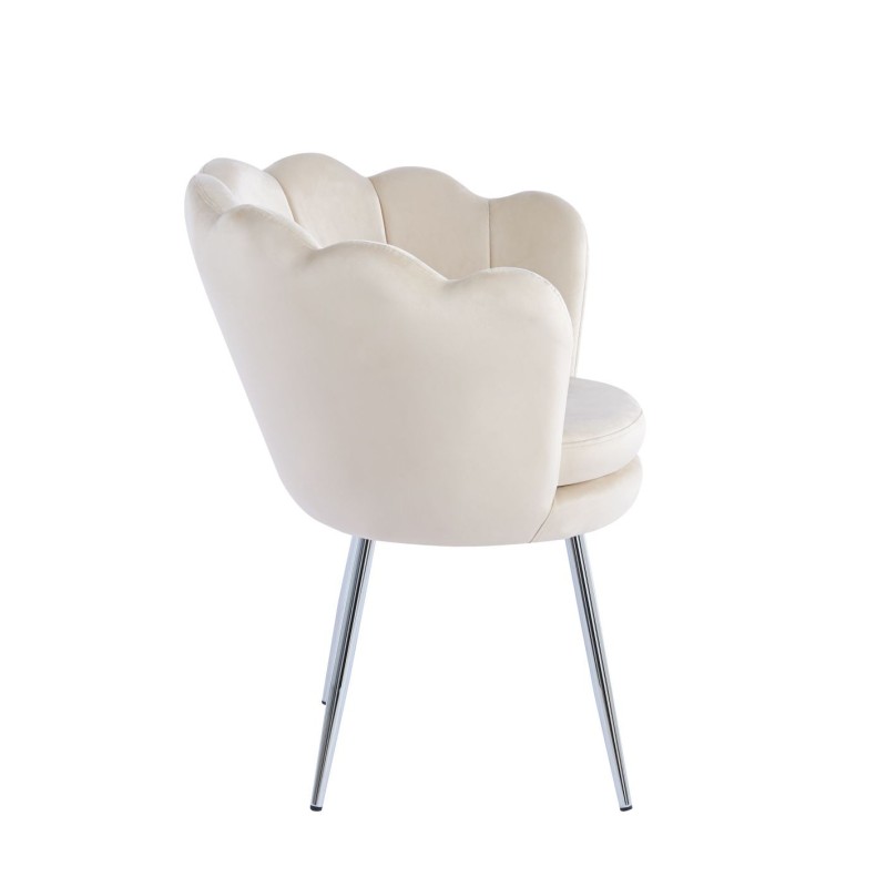 Sillón de terciopelo (beige) / patas plateadas / Sillón de terciopelo (beige) / patas plateadas /