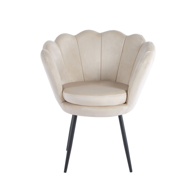 Samtstuhl (beige) /schwarze Beine/ Samtstuhl (beige) /schwarze Beine/