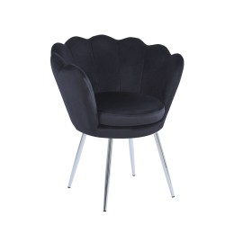 Sillón de terciopelo (negro) / patas plateadas /
