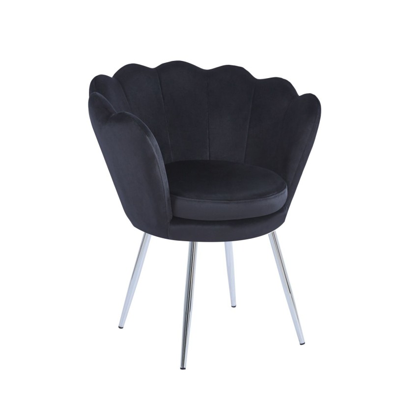 Velvet-Sessel (schwarz) /silberne Beine/ Velvet-Sessel (schwarz) /silberne Beine/
