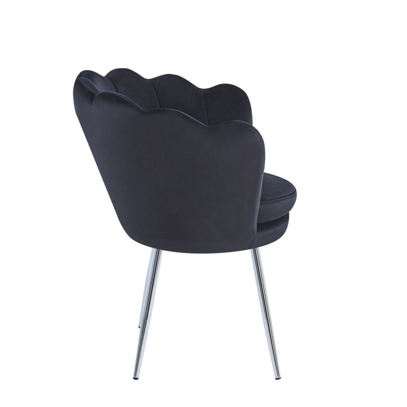 Sillón de terciopelo (negro) / patas plateadas / Sillón de terciopelo (negro) / patas plateadas /