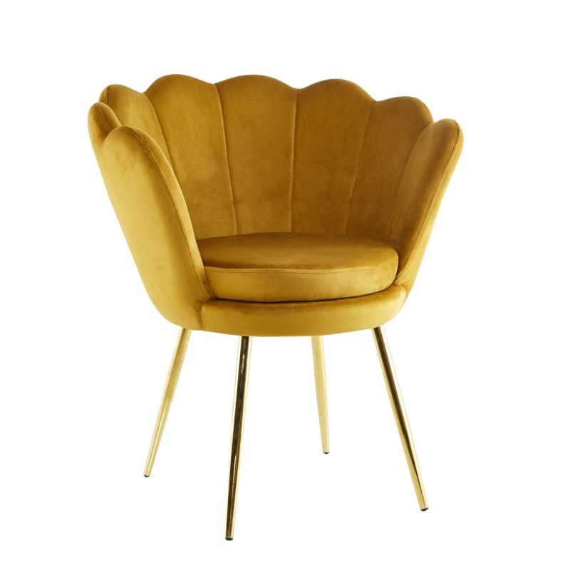Velvet armchair (curry) /golden legs/ Velvet armchair (curry) /golden legs/