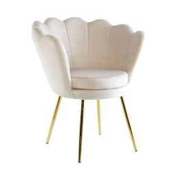 Sillón de terciopelo (beige) / patas doradas /