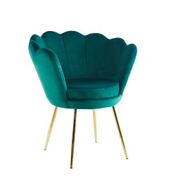 Sillón de terciopelo (verde) / patas doradas /