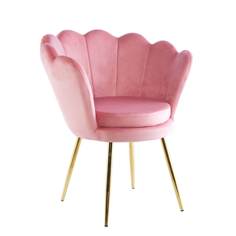 Sillón de terciopelo (rosa) / patas doradas / Sillón de terciopelo (rosa) / patas doradas /