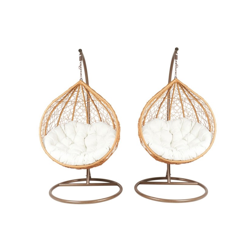 Sillas colgantes de jardín - natural/marrón (asiento beige) - conjunto 1+1 Sillas colgantes de jardín - natural/marrón (asiento beige) - conjunto 1+1