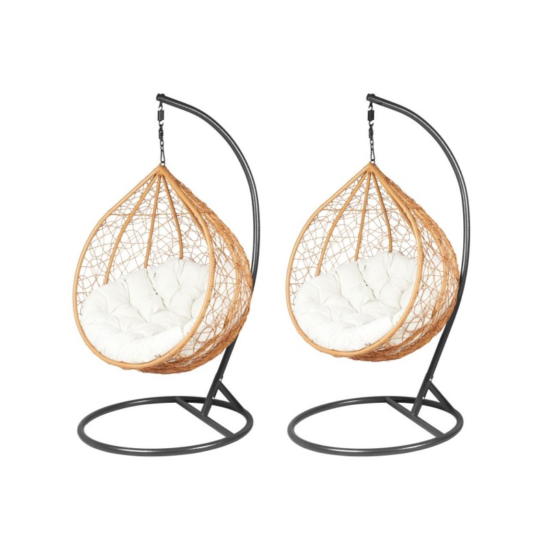 Sillas colgantes de jardín - natural/negro (asiento beige) - conjunto 1+1 Sillas colgantes de jardín - natural/negro (asiento beige) - conjunto 1+1