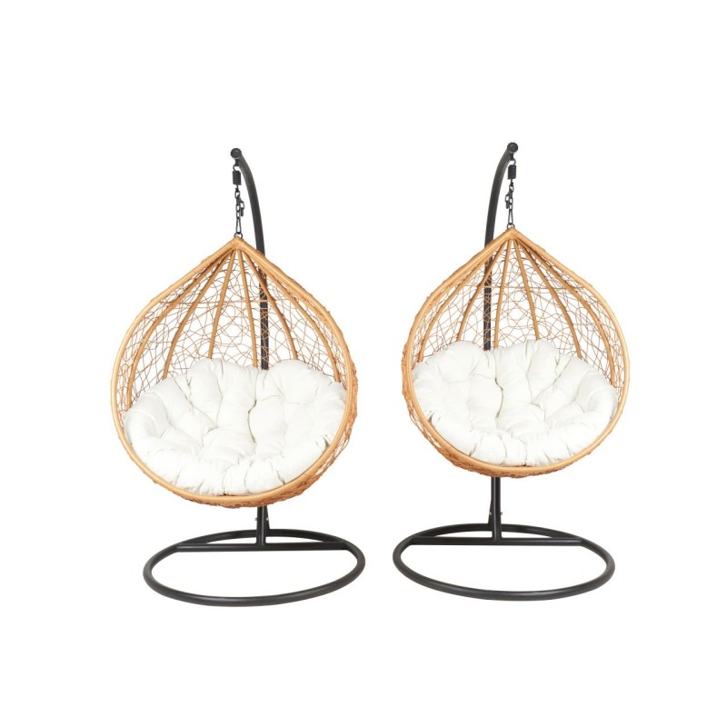 Sillas colgantes de jardín - natural/negro (asiento beige) - conjunto 1+1 Sillas colgantes de jardín - natural/negro (asiento beige) - conjunto 1+1